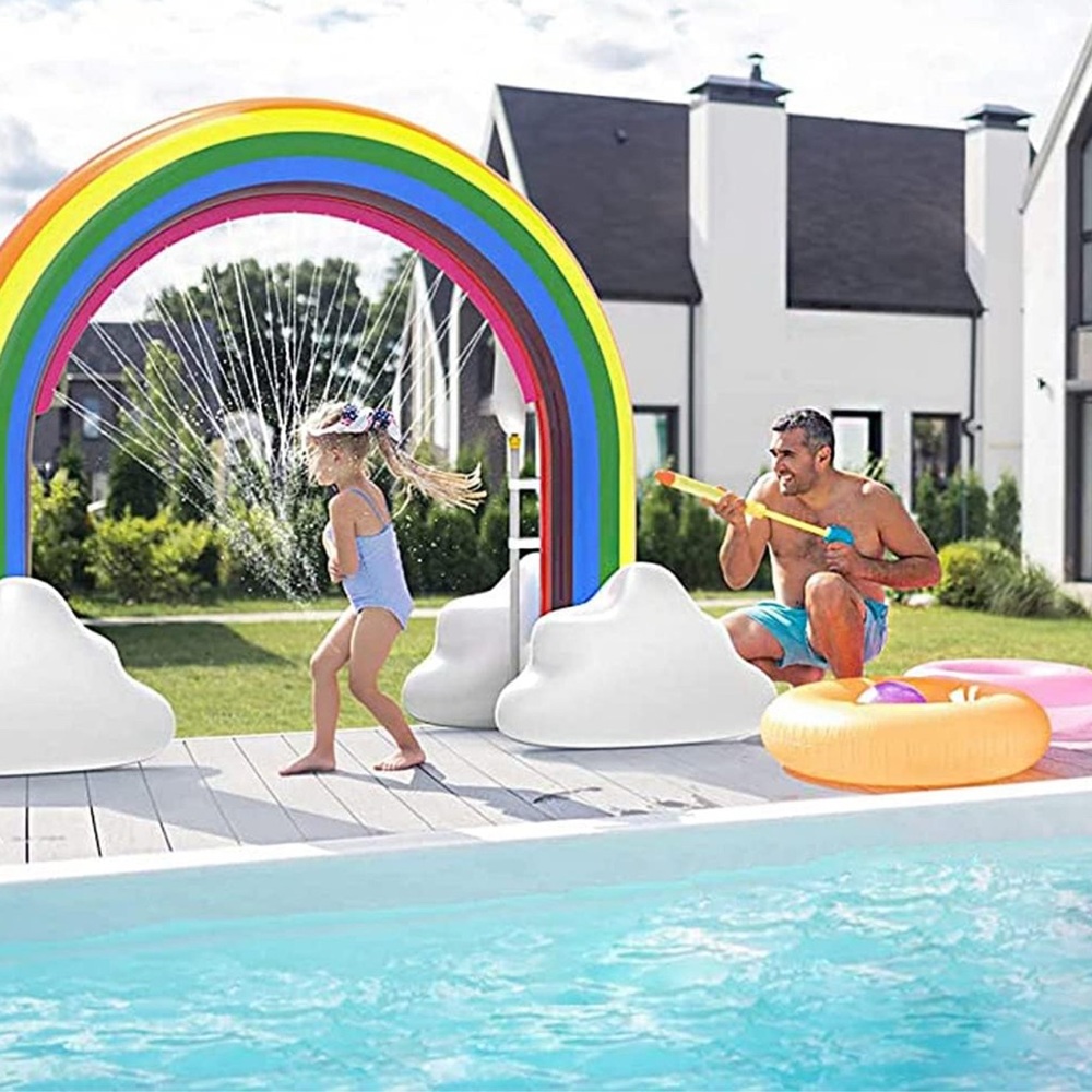 NEW Inflatable Rainbow Cloud Summer Sprinkler Backyard Water Park Toys for kids